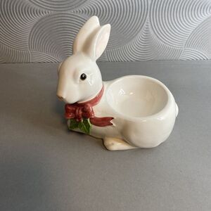 Vintage Fitz and Floyd 1984 Porcelain Rabbit Candy Dish Trinket Holder‎